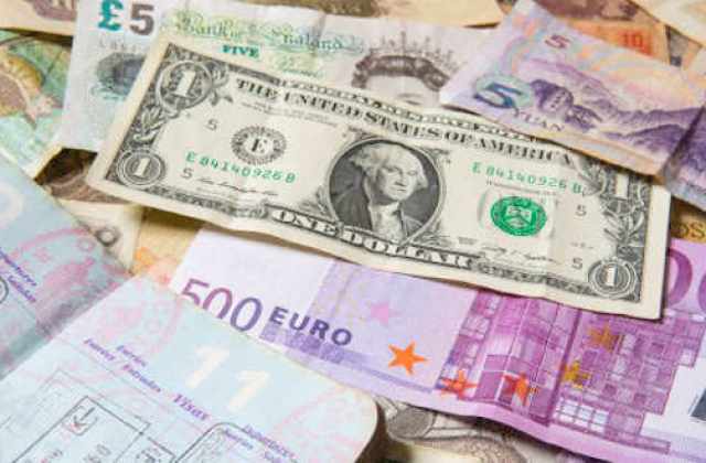 World currencies - including US Dollars, Euros, Chinese Yuan, British Pounds