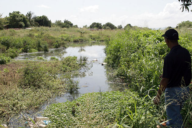 Una inmensa laguna contaminada hace vida en el sector Fe y Esperanza Bolivariana. Foto: Carlos León