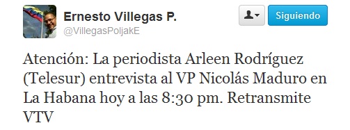 Telesur entrevistará a Nicolás Maduro esta noche desde La Habana