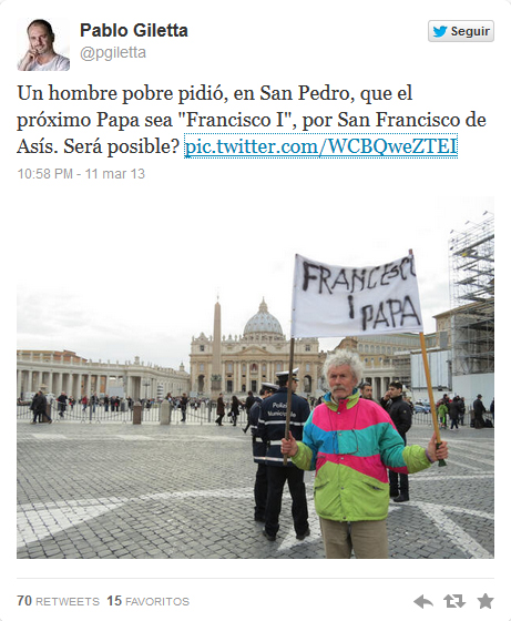 La increíble historia del indigente que predijo que el Papa se llamaría Francisco (Foto)