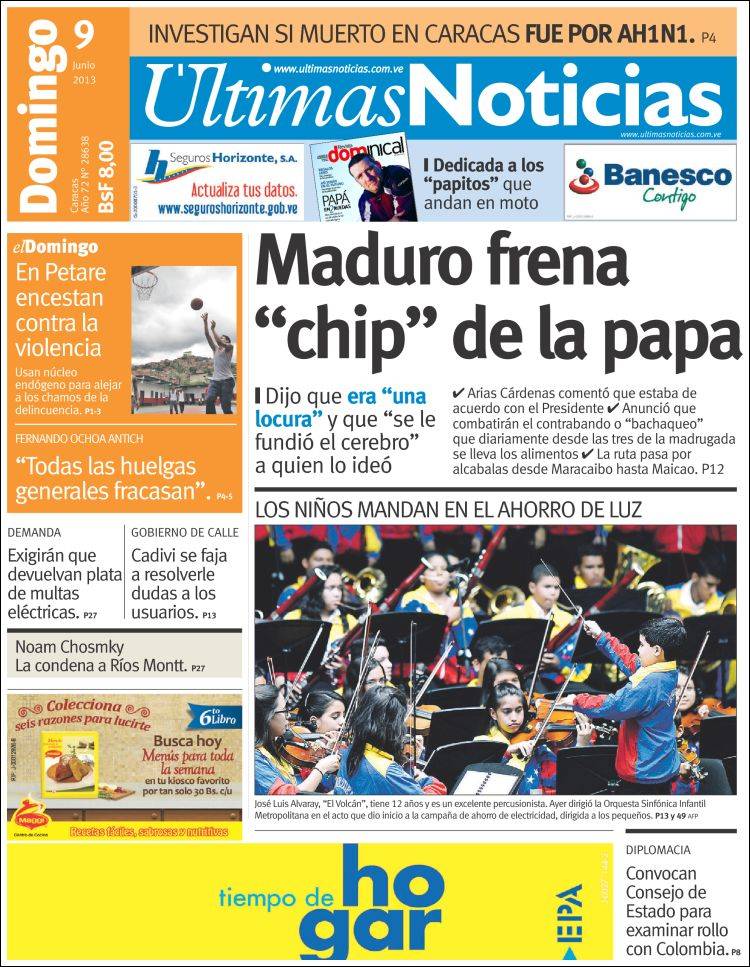 Portadas del domingo 09 de junio de 2013