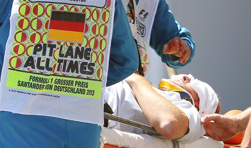 Camarógrafo fue golpeado por una rueda en el GP de Alemania (Foto)