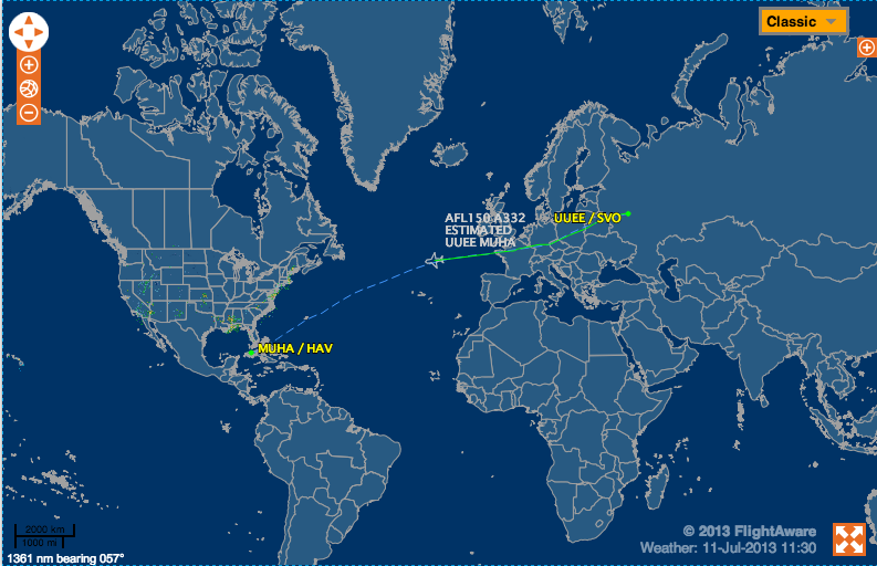 Vuelo Moscú – La Habana toma un desvío muy extraño (Imagen)