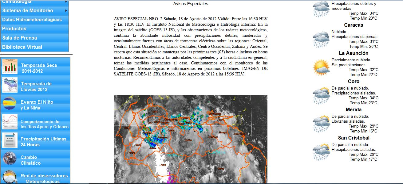 Lunes con precipitaciones dispersas en regiones Sur, Oriental y Zuliana