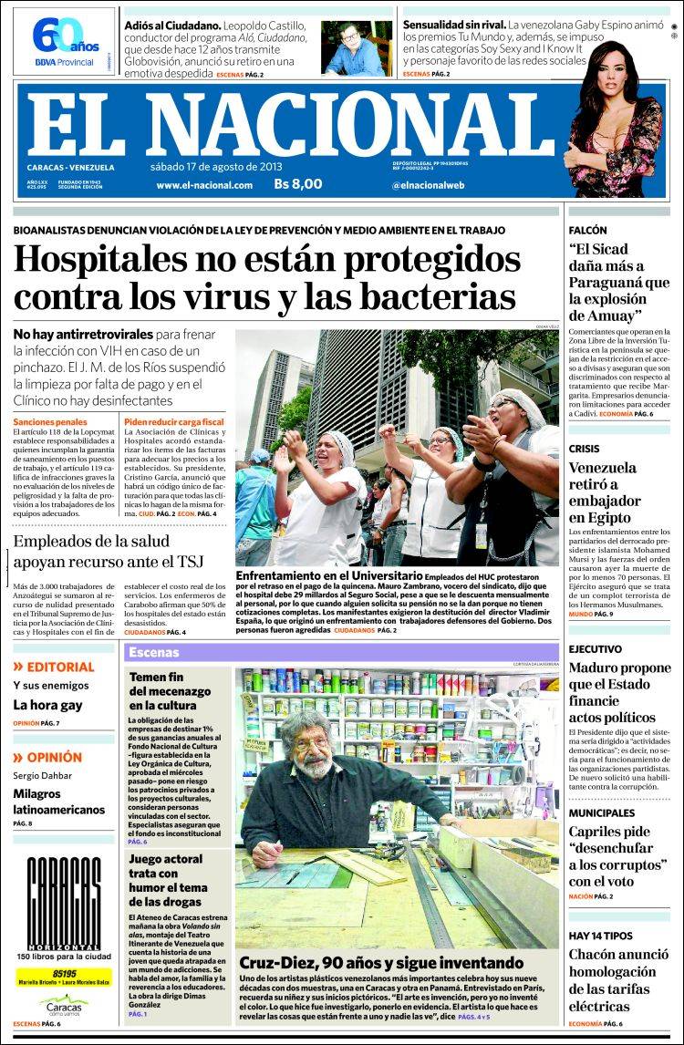 Portadas del sábado 17 de agosto de 2013