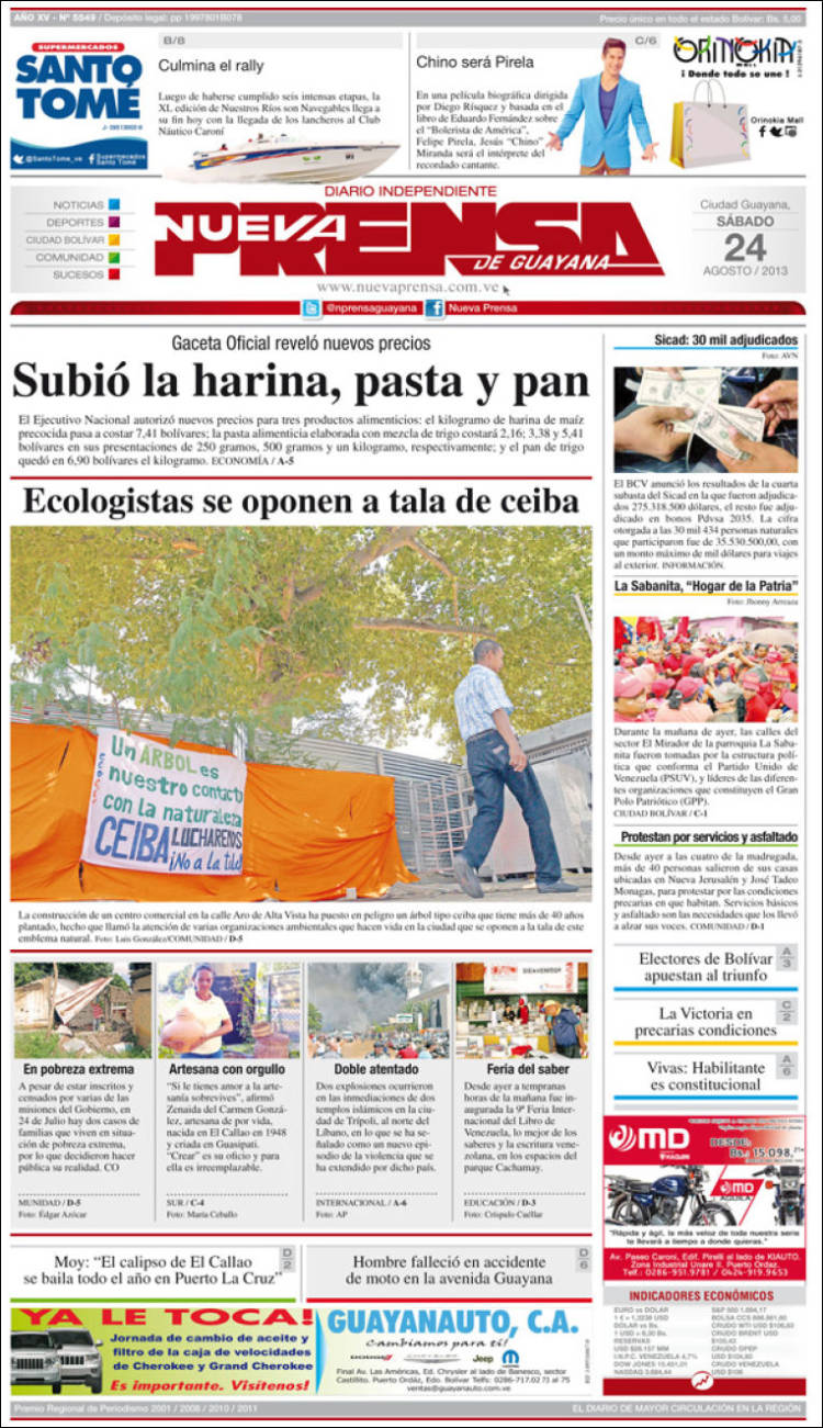 Portadas del sábado 24 de agosto de 2013