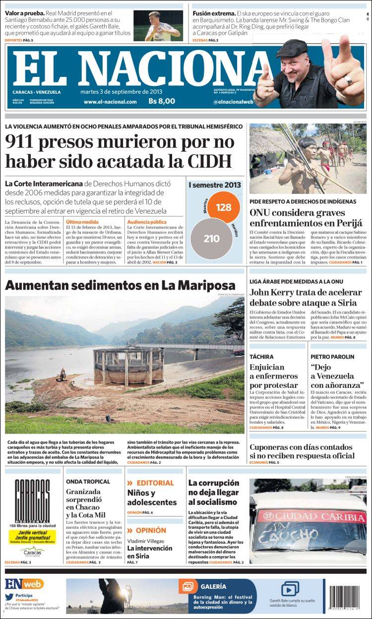 Portadas del martes 03 de septiembre de 2013