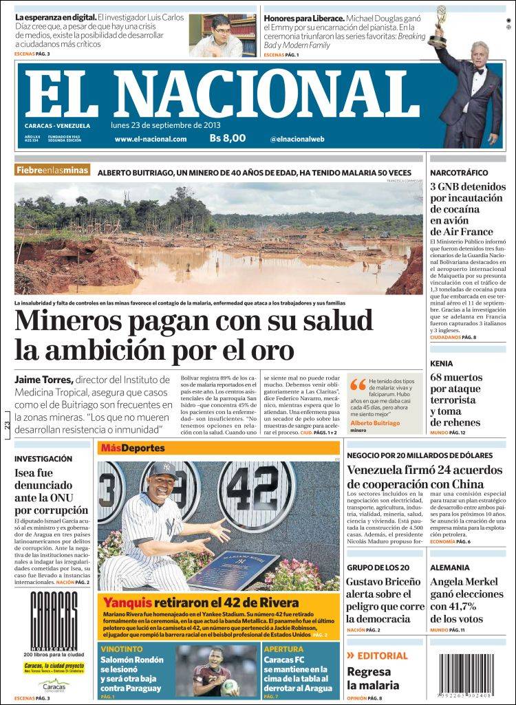 Portadas del lunes 23 de septiembre de 2013