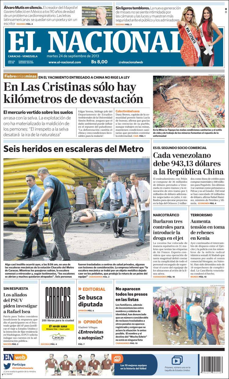 Portadas del martes 24 de septiembre de 2013