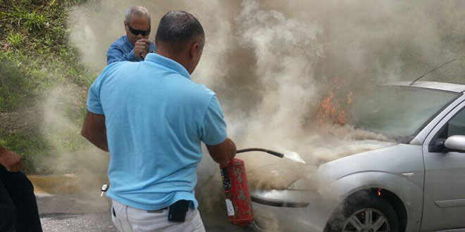 Vehículo incendiado en la Cota Mil genera fuerte retraso