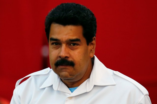 Venezuela's President Nicolas Maduro arrives at a rally with workers supporting his government in Caracas