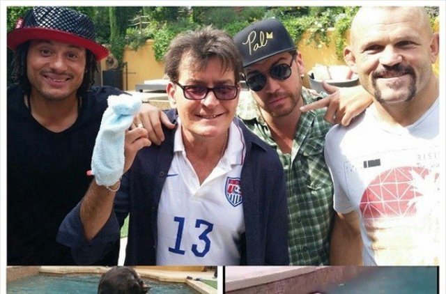 Mira a Charlie Sheen con la camiseta de uno de los jugadores de USA (Foto)