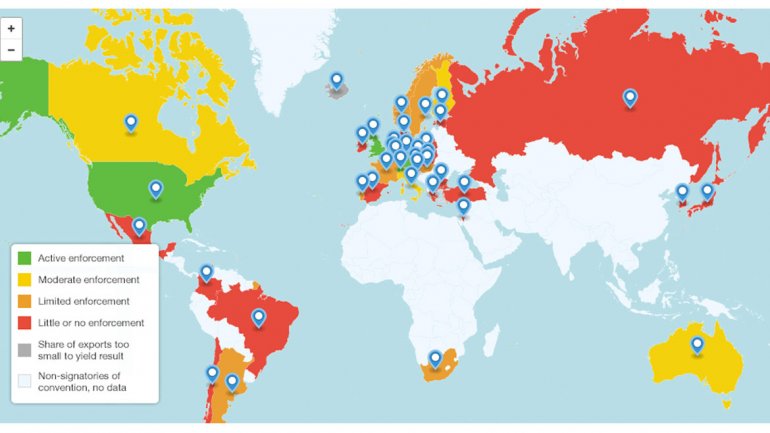 Mapa del día: países que menos intentan acabar con el soborno…¿y Venezuela?