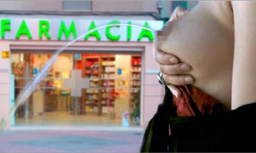 Asaltó una farmacia disparando leche de sus senos