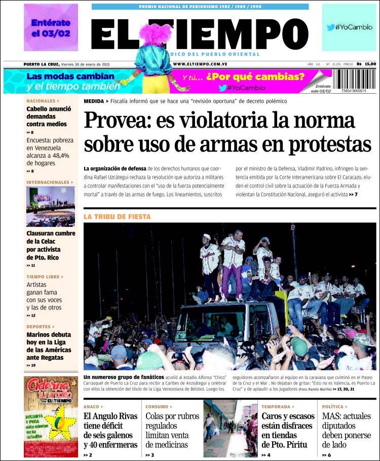 Portadas del viernes 30 de enero de 2015