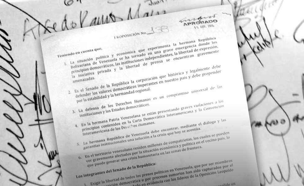 Senado colombiano exige liberación de presos políticos en Venezuela (Documentos)