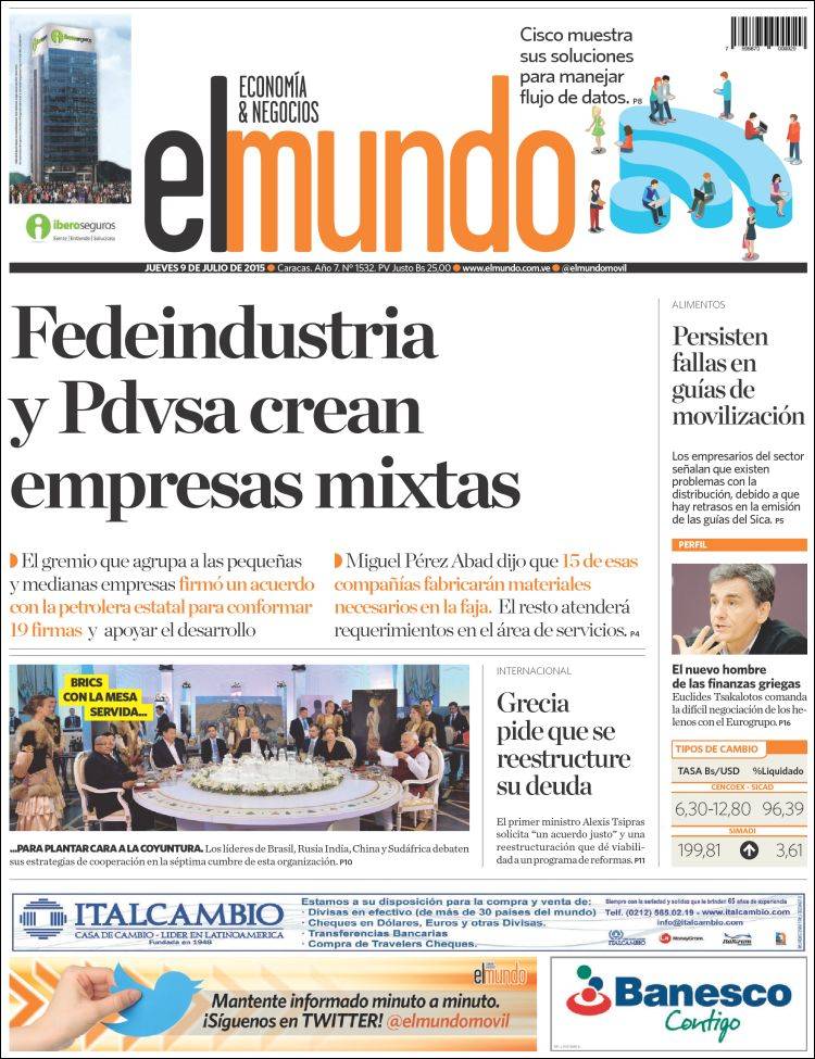 Portadas del jueves 09 de julio de 2015