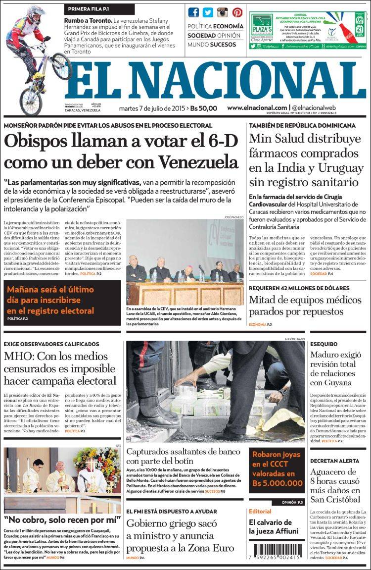 Portadas del martes 07 de julio de 2015