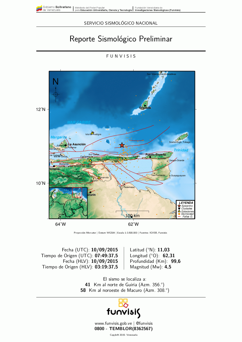 Un sismo de 4.5 despertó a decenas de familias en Guayana