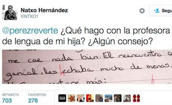 “Echar de menos” con “h” es la corrección que hace esta profesora a una alumna