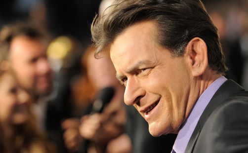 Charlie Sheen, a cast member in "Scary Movie V," is interviewed at the Los Angeles premiere of the film at the Cinerama Dome on Thursday, April 11, 2013 in Los Angeles. (Photo by Chris Pizzello/Invision/AP)