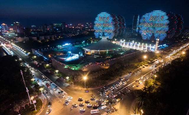 The venue and stage of the Miss World Grand Final is pictured in Sanya, in southern Hainan province on December 18, 2015. The 65th edition of the Miss World Grand Final will kick off on December 19 in Sanya.    AFP PHOTO / JOHANNES EISELE / AFP / JOHANNES EISELE