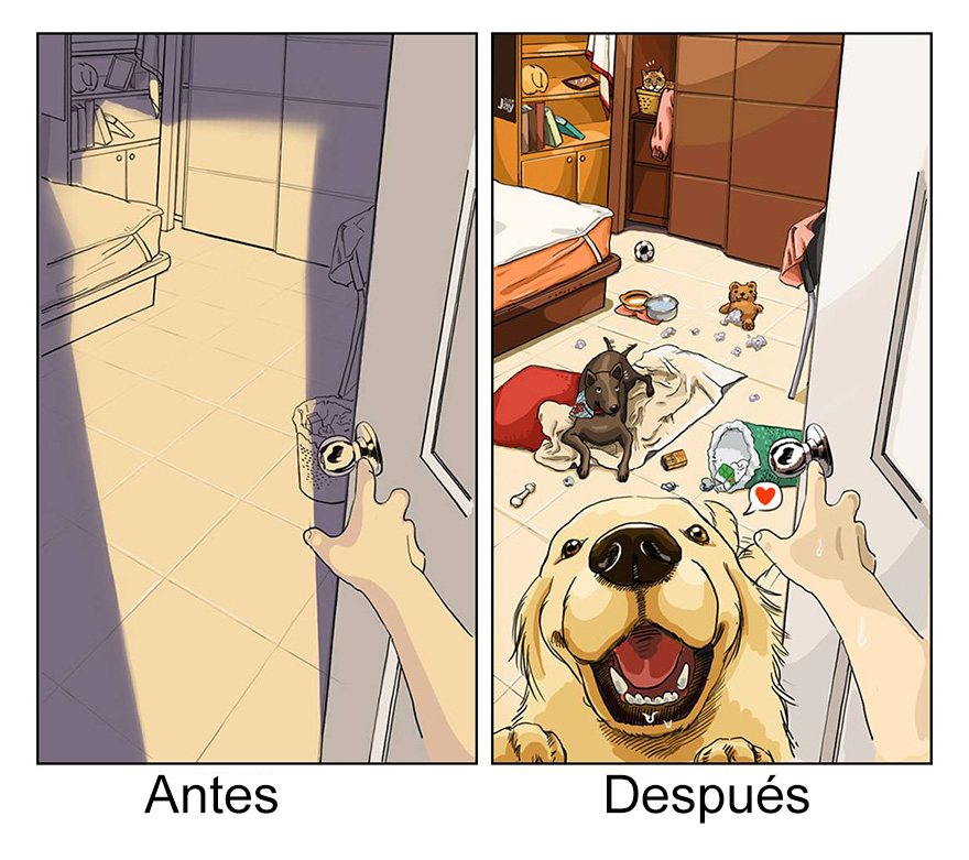 ¡Hilarante! La vida antes y después de tener un perro