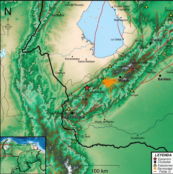 Sismo de magnitud 3.8 al noroeste de Bailadores