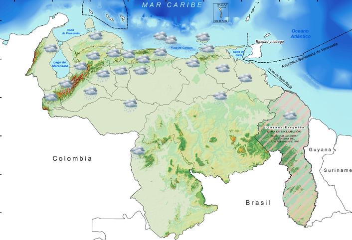 Inameh prevé este domingo lluvias y nubosidad en gran parte del país