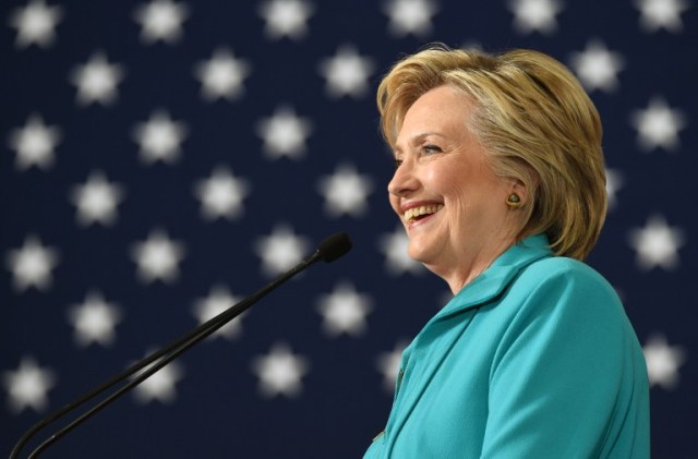 (FILES) This file photo taken on August 25, 2016 shows Democratic presidential candidate Hillary Clinton speaking at a campaign event in Reno, Nevada. Hillary Clinton said August 26, 2016 she was certain no revelations from emails or foreign entities' ties to her husband's charitable foundation will derail her bid for the US presidency. "I am sure, and I am sure because I have a very strong foundation of understanding about the foundation" and the good work it has done, the Democratic candidate said in an interview with MSNBC.  / AFP PHOTO / JOSH EDELSON