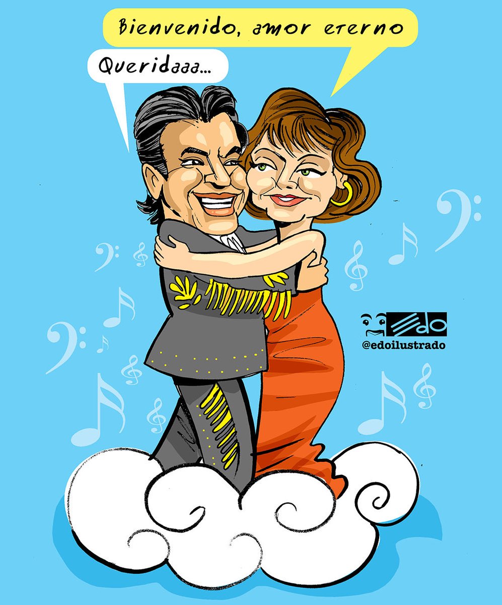 Así recibe Rocío Dúrcal a Juan Gabriel en el cielo (Caricatura)