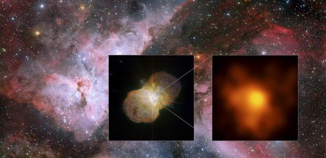 Imágenes facilitadas por el Observatorio Austral Europeo, donde se muestra la nebulosa Carina, hogar del sistema estelar masivo Eta Carinae (foto EFE/G. Weigelt)