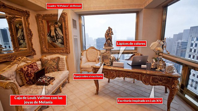 Un cuadro de Renoir y un escritorio inspirado en Luis XIV forman parte de la oficina de Melania Trump. Foto: Infobae