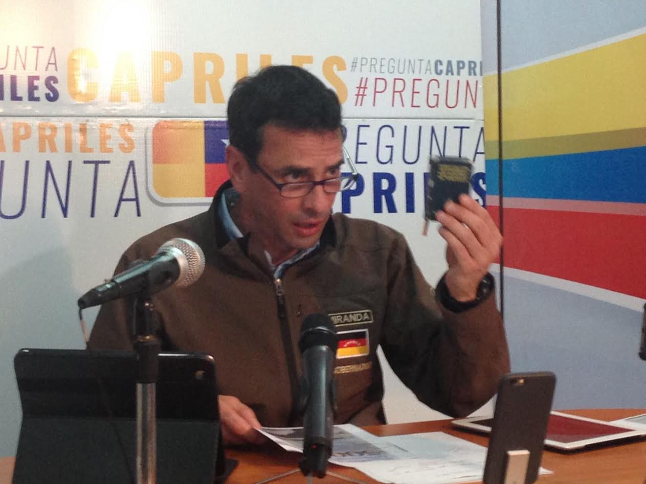 Capriles: La solución política es que haya elecciones en Venezuela