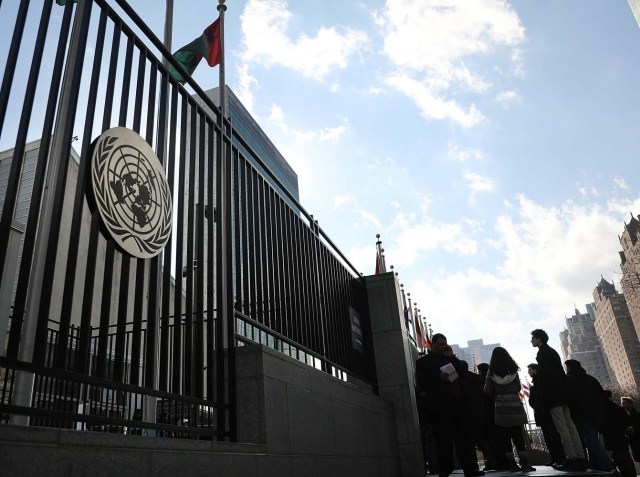 NEW YORK, NY - JANUARY 26: The United Nations stands in midtown Manhattan on January 26, 2017 in New York City. President Donald Trump is preparing executive orders that would reduce US funding of the United Nations and other international organizations. The first order would cut funding for any U.N. agency or other international group that meets any specific criteria. Organizations and groups to receive cuts may include peacekeeping missions, the International Criminal Court and the United Nations Population Fund. Spencer Platt/Getty Images/AFP