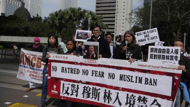 Foto:  Leung "Pelo Largo" Kwok-hung encabezó la protesta / hongkongfp.com