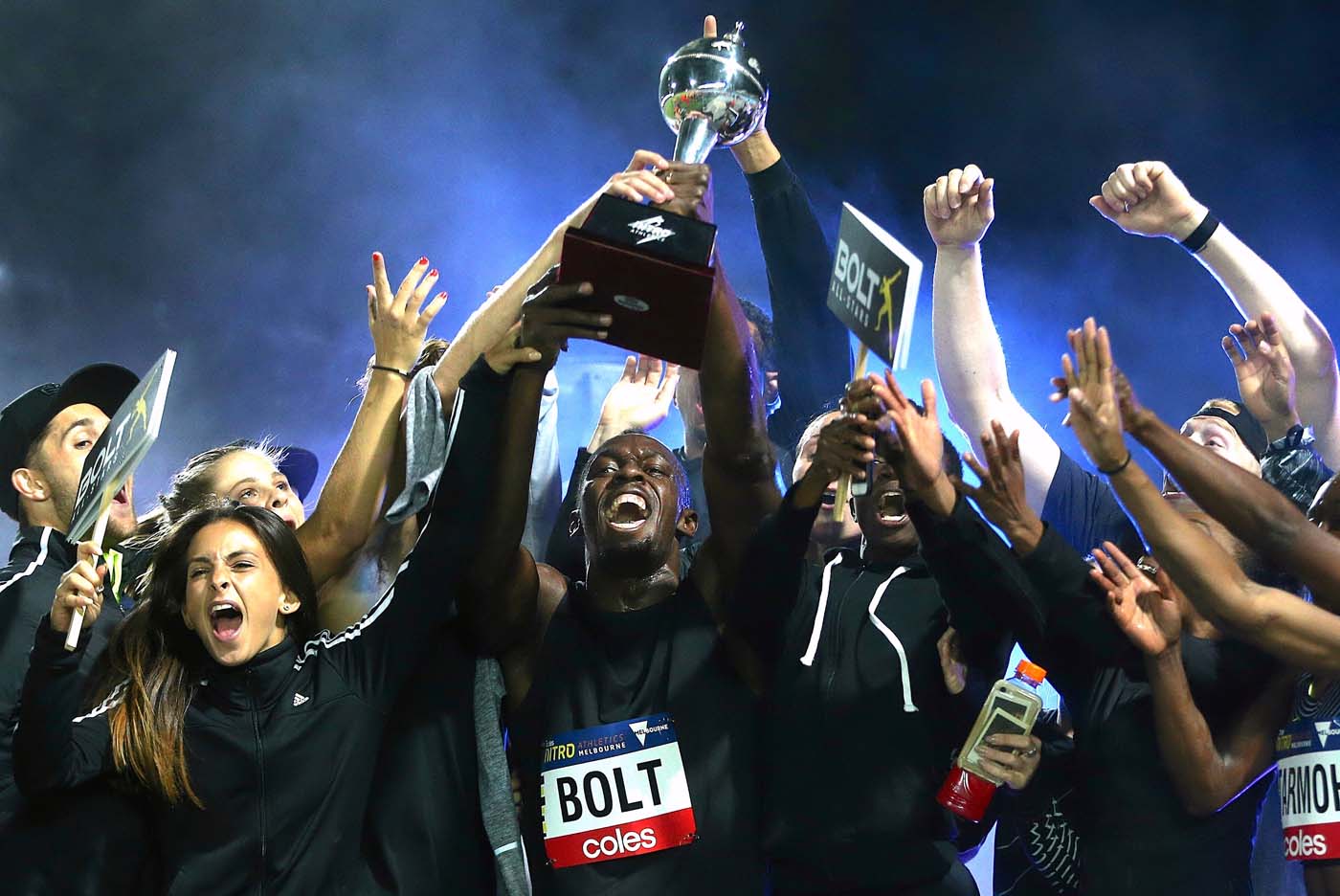 Usain Bolt se impone en la prueba de 150 metros en el Nitro Athletics