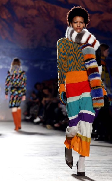 A model presents a creation from the Missoni Autumn/Winter 2017 women collection during Milan's Fashion Week, in Milan, Italy February 25, 2017. REUTERS/Alessandro Garofalo