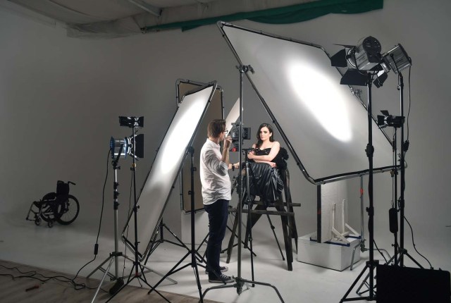 TO GO WITH AFP STORY BY OLGA SHYLENKO Ukrainian model Alexandra Kutas, who is in a wheelchair from a very early age due to a spinal cord injury resulting from a doctor's mistake at birth, poses during a photo and video fashion shoot in Kiev, on January 25, 2017. Kutas, 23, is Ukraine's first model with a disability to headline a runway event of this level, after covering a long and thorny path for her dream to come true. / AFP PHOTO / Sergei SUPINSKY / ?The erroneous mention[s] appearing in the metadata of this photo by Sergei SUPINSKY has been modified in AFP systems in the following manner: [a spinal cord injury resulting from a doctor's mistake at birth] instead of [cerebral palsy]. Please immediately remove the erroneous mention[s] from all your online services and delete it (them) from your servers. If you have been authorized by AFP to distribute it (them) to third parties, please ensure that the same actions are carried out by them. Failure to promptly comply with these instructions will entail liability on your part for any continued or post notification usage. Therefore we thank you very much for all your attention and prompt action. We are sorry for the inconvenience this notification may cause and remain at your disposal for any further information you may require.?