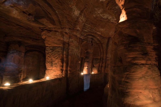 Photo © 2017 Michael Scott/Caters News/The Grosby Group - It might look like an ordinary rabbits hole, but this tunnel unearths a stunning CAVE. The unassuming hole reveals a cave which is hidden less than a metre beneath a farmers field. The untouched caves, in Shropshire, date back 700 years when they were used by the Knights Templars - a medieval religious order that fought in the Crusades. Photographer Michael Scott, from Birmingham, set out in search of the historical wonder after seeing a video of it online.