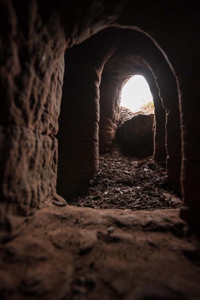 Photo © 2017 Michael Scott/Caters News/The Grosby Group - It might look like an ordinary rabbits hole, but this tunnel unearths a stunning CAVE. The unassuming hole reveals a cave which is hidden less than a metre beneath a farmers field. The untouched caves, in Shropshire, date back 700 years when they were used by the Knights Templars - a medieval religious order that fought in the Crusades. Photographer Michael Scott, from Birmingham, set out in search of the historical wonder after seeing a video of it online.