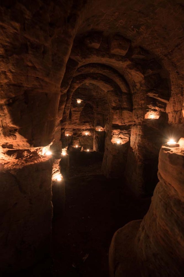 Photo © 2017 Michael Scott/Caters News/The Grosby Group - It might look like an ordinary rabbits hole, but this tunnel unearths a stunning CAVE. The unassuming hole reveals a cave which is hidden less than a metre beneath a farmers field. The untouched caves, in Shropshire, date back 700 years when they were used by the Knights Templars - a medieval religious order that fought in the Crusades. Photographer Michael Scott, from Birmingham, set out in search of the historical wonder after seeing a video of it online.