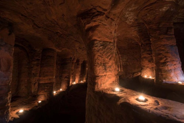 Photo © 2017 Michael Scott/Caters News/The Grosby Group - It might look like an ordinary rabbits hole, but this tunnel unearths a stunning CAVE. The unassuming hole reveals a cave which is hidden less than a metre beneath a farmers field. The untouched caves, in Shropshire, date back 700 years when they were used by the Knights Templars - a medieval religious order that fought in the Crusades. Photographer Michael Scott, from Birmingham, set out in search of the historical wonder after seeing a video of it online.