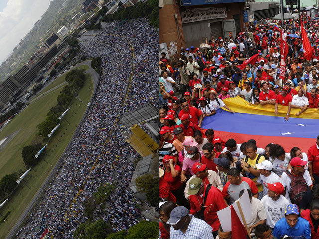 ¡Que payasada!…. Según Nicolás: los 1000 opositores en la Fajardo VS los 100 mil chavistas en el centro (comparación)