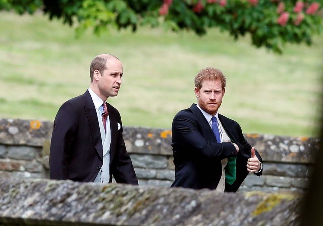 Britain's Prince Harry (R) and Prince William attend the wedding of Pippa Middleton, the sister of Britain's Catherine, Duchess of Cambridge, and James Matthews at St Mark's Church in Englefield, west of London, on May 20, 2017. REUTERS/Justin Tallis/Pool