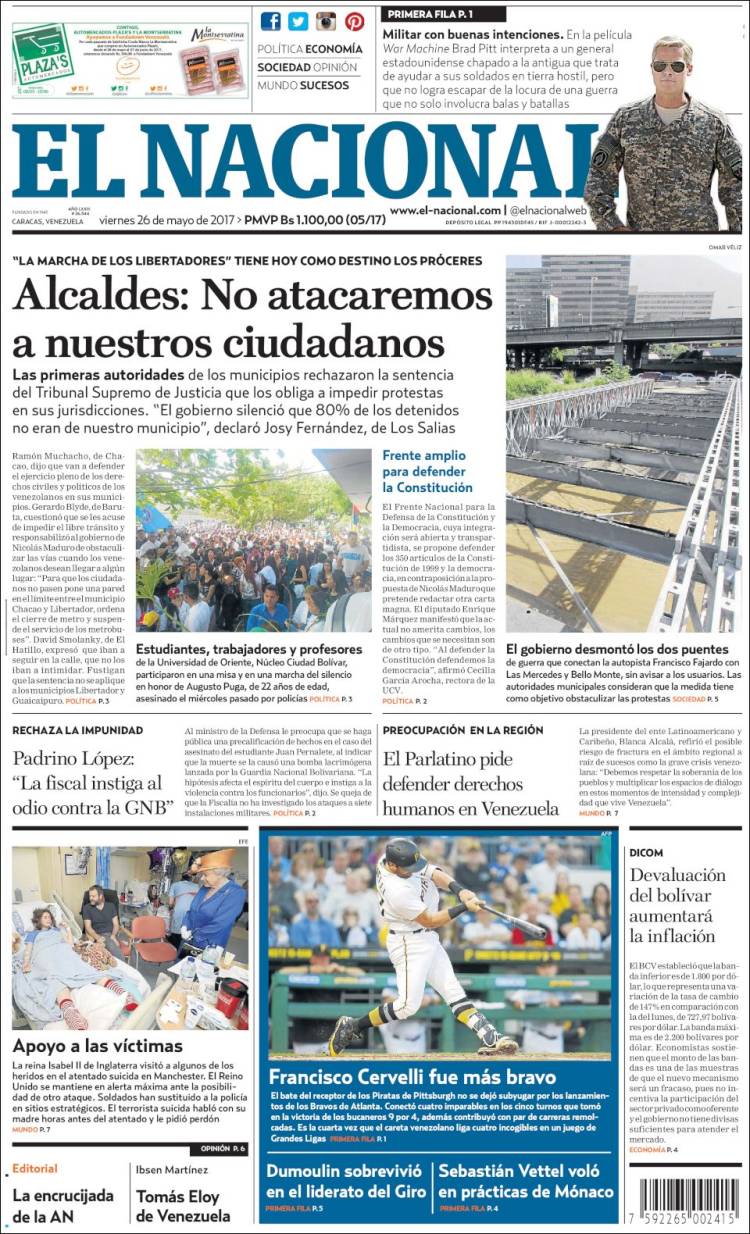 Portadas de este viernes 26 de mayo de 2017