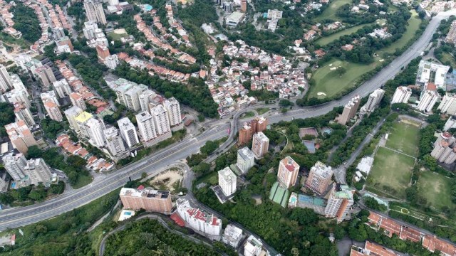 Vista aérea del Distribuidor Santa Fé jueves 27 de julio de 2017 durante el paro nacional a las 12:20 pm