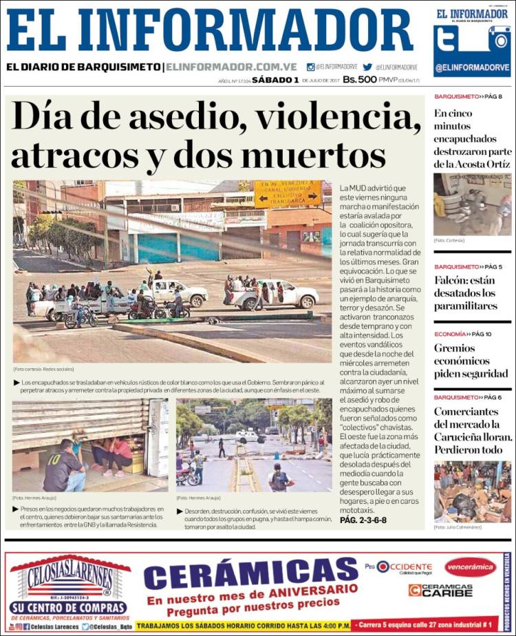 Portadas de este sábado 1 de julio de 2017