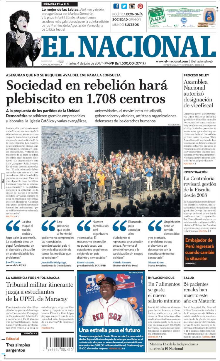 Portadas de este martes 4 de julio de 2017