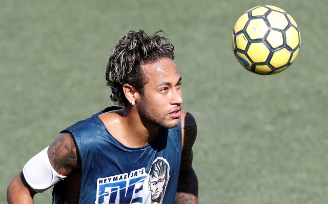 Barcelona's soccer player Neymar takes part in the Neymar Jr's Five soccer tournament in Santos, Brazil, July 8, 2017. REUTERS/Leonardo Benassatto